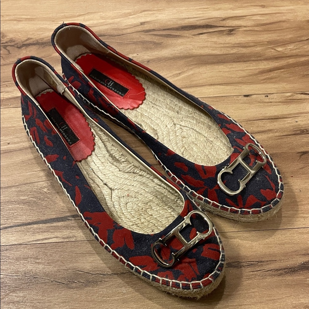 Carolina Herrera Red and Black Espadrilles